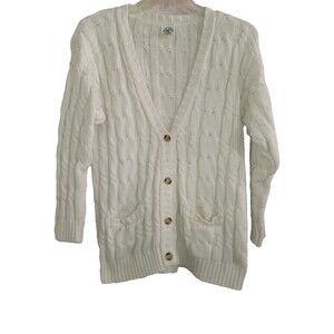 Modern Essentials Sweater Cable Knit Sweater Women's Size Medium Solid White